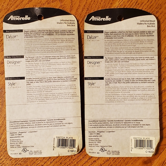 Amerelle Unfinished Wood Toggle Wall Plates 1 Duplex Outlet Covers - Picture 11 of 11